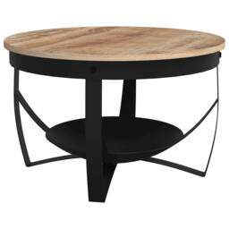 Berkfield Home Coffee Table Ã˜68x43 cm Rough Mango Wood in Brown - Size: 68x43 cm - thumbnail 2