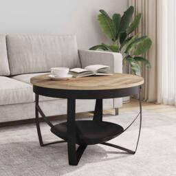 Berkfield Home Coffee Table Ã˜68x43 cm Rough Mango Wood in Brown - Size: 68x43 cm - thumbnail 1
