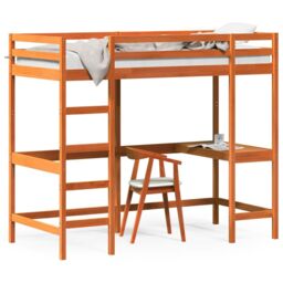 Berkfield Home Loft Bed without Mattress Wax Brown 90x200 cm Solid Wood Pine - thumbnail 2