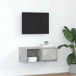 Berkfield Home TV Cabinet Concrete Grey 60x31x25.5 cm Engineered Wood - thumbnail 1