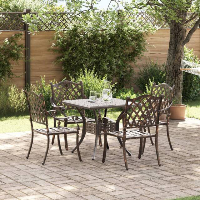 Berkfield Home 5-Piece Garden Dining Set in Bronze Cast Aluminum - image 1