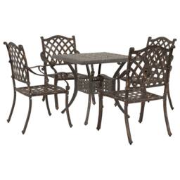 Berkfield Home 5-Piece Garden Dining Set in Bronze Cast Aluminum - thumbnail 2