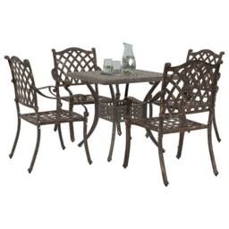 Berkfield Home 5-Piece Garden Dining Set in Bronze Cast Aluminum - thumbnail 3