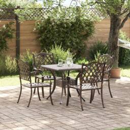 Berkfield Home 5-Piece Garden Dining Set in Bronze Cast Aluminum - thumbnail 1