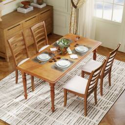 Costway 2PCS Wooden Dining Chair Modern Upholstered High back Kitchen Chair in Beige - thumbnail 8