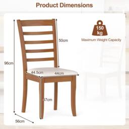 Costway 2PCS Wooden Dining Chair Modern Upholstered High back Kitchen Chair in Beige - thumbnail 2