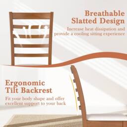 Costway 2PCS Wooden Dining Chair Modern Upholstered High back Kitchen Chair in Beige - thumbnail 4