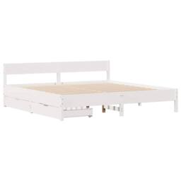 Berkfield Home Bed Frame without Mattress White 180x200 cm Super King Solid Wood Pine - thumbnail 3