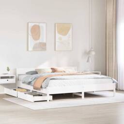 Berkfield Home Bed Frame without Mattress White 180x200 cm Super King Solid Wood Pine - thumbnail 2