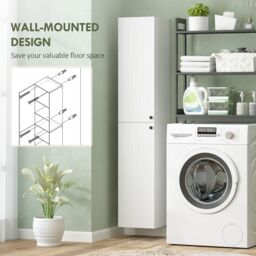 HOMCOM Wall Mounted Slim Bathroom Storage Cabinet with 6-Tier Shelf White - thumbnail 4