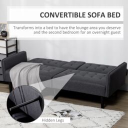 HOMCOM Upholstered Sofa bed 3 Seater Home Theater with Storage Grey - thumbnail 5