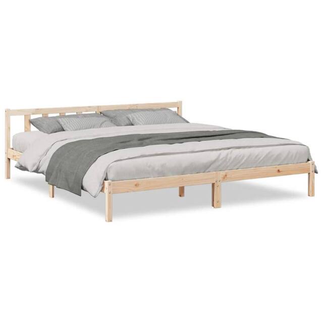 Berkfield Home Extra Long Bed Frame without Mattress 200x210 cm Solid Wood Pine in Light Oak - image 1