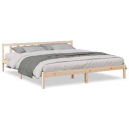 Berkfield Home Extra Long Bed Frame without Mattress 200x210 cm Solid Wood Pine in Light Oak - thumbnail 1