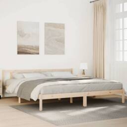 Berkfield Home Extra Long Bed Frame without Mattress 200x210 cm Solid Wood Pine in Light Oak - thumbnail 2