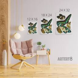 "Artery8 Vintage Butterflies Green Blue Canvas Wall Art Print Eugene Seguy - Size: W24"" x H32""" - thumbnail 4