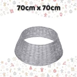 VFM e-Store Christmas Tree Skirt Decoration 70cm x 70cm Silver X 1 - Size: 70 cm x 70 cm - thumbnail 2