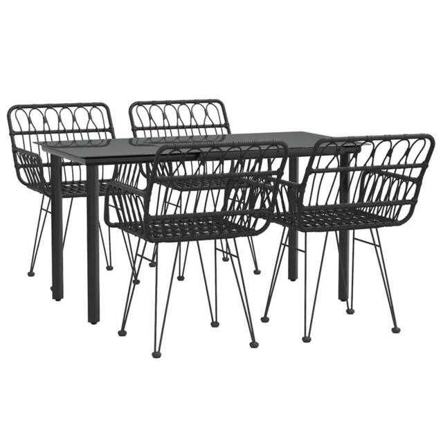 Berkfield Home Beautiful 5 Piece Garden Dining Set Black Poly Rattan - image 1