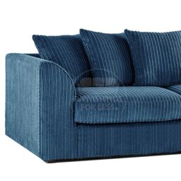Furnishings For Less UK Luxor Jumbo Cord Large 5 Seater Corner Sofa Long Right Hand Facing in Blue - thumbnail 2