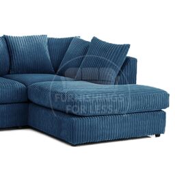 Furnishings For Less UK Luxor Jumbo Cord Large 5 Seater Corner Sofa Long Right Hand Facing in Blue - thumbnail 3