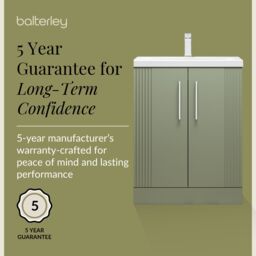 Balterley Floor Standing 2 Door Vanity Unit - Thin-Edge Basin 600mm, Satin Green - thumbnail 6