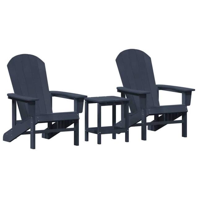 Berkfield Home 3 Piece Garden Lounge Set Navy Blue HDPE - image 1