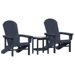 Berkfield Home 3 Piece Garden Lounge Set Navy Blue HDPE - thumbnail 3