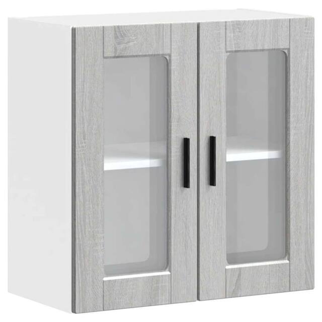 Berkfield Home Kitchen Wall Cabinet with Glass Door Porto Grey Sonoma - image 1
