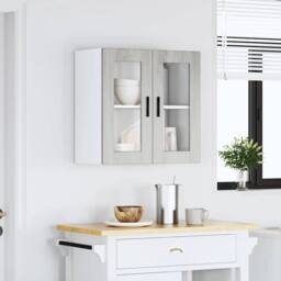 Berkfield Home Kitchen Wall Cabinet with Glass Door Porto Grey Sonoma - thumbnail 4