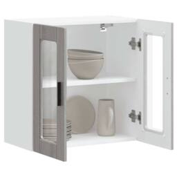 Berkfield Home Kitchen Wall Cabinet with Glass Door Porto Grey Sonoma - thumbnail 5