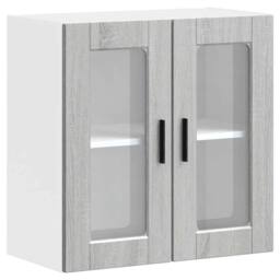 Berkfield Home Kitchen Wall Cabinet with Glass Door Porto Grey Sonoma