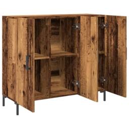 Berkfield Home Sideboard Old Wood 90x34x80 cm Engineered Wood in Brown - Size: 90 x 34 x 80 cm - thumbnail 5