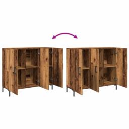 Berkfield Home Sideboard Old Wood 90x34x80 cm Engineered Wood in Brown - Size: 90 x 34 x 80 cm - thumbnail 8