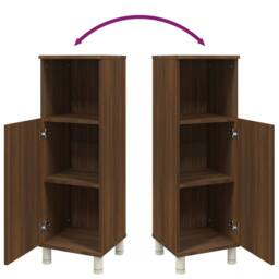 Berkfield Home Bathroom Cabinet Brown Oak 30x30x95 cm Engineered Wood - Size: 30 x 30 x 95 cm - thumbnail 9