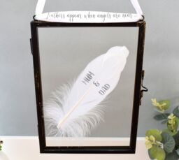 Amaya Rose Ltd In Memory of Mum & Dad Real feather Floating Picture Frame. Memorial in Black - thumbnail 2