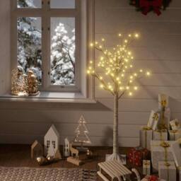 Berkfield Home Christmas Tree 128 LEDs 1.2 m Warm White Willow Indoor Outdoor - thumbnail 1