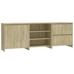 Berkfield Home 3 Piece Sideboard Sonoma Oak Engineered Wood in Beige - thumbnail 2
