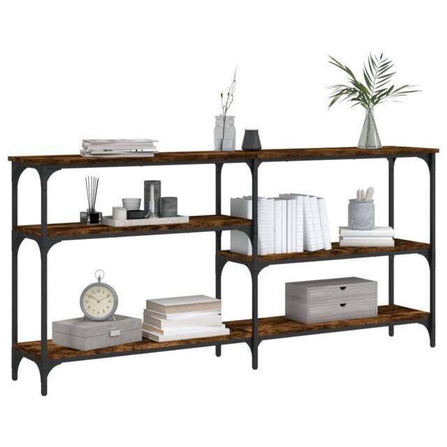 Berkfield Home Decorative Console Table Smoked Oak 160x29x75 cm Engineered Wood in Brown - Size: 160 x 29 x 75 cm - image 1