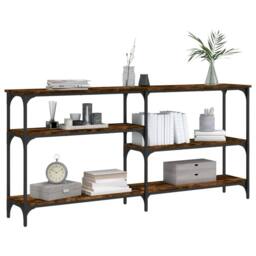 Berkfield Home Decorative Console Table Smoked Oak 160x29x75 cm Engineered Wood in Brown - Size: 160 x 29 x 75 cm - thumbnail 1