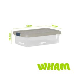 Wham Clip 3x 7L Rectangular Plastic Storage Boxes with Clip Lock Lid in Stone - thumbnail 5