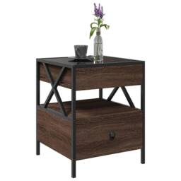 Berkfield Home Decorative Coffee Table with Infinity LED Brown Oak 40x40x51 cm - Size: 40 x 40 x 51 cm - thumbnail 5