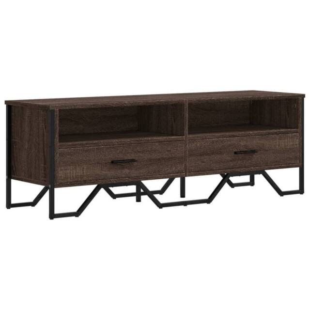 Berkfield Home TV Cabinet Brown Oak 122x34x41 cm Engineered Wood - Size: 122 x 34 x 41 cm - image 1