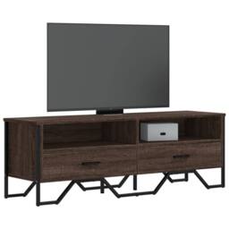 Berkfield Home TV Cabinet Brown Oak 122x34x41 cm Engineered Wood - Size: 122 x 34 x 41 cm - thumbnail 2