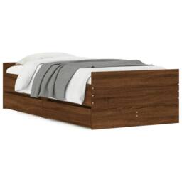 Berkfield Home Modern Bed Frame with Drawers Brown Oak 90x190 cm Single - thumbnail 3