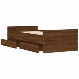 Berkfield Home Modern Bed Frame with Drawers Brown Oak 90x190 cm Single - thumbnail 5