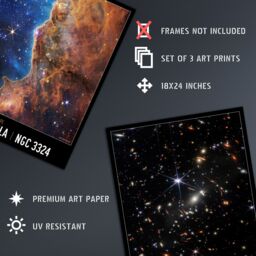 Artery8 Wall Art Print Pack of 3 NASA James Webb Images Cosmic Cliffs Carina Nebula Southern Ring Nebula Deep Field Large Poster Set - thumbnail 2