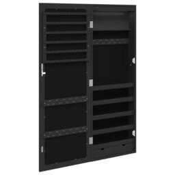 Berkfield Home Mirror Jewellery Cabinet with LED Lights Wall Mounted Black - thumbnail 7