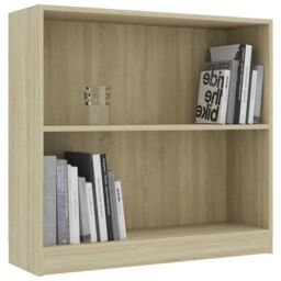 Berkfield Home Bookshelf Sonoma Oak 80x24x75 cm Engineered Wood in Brown - Size: 80 x 24 x 75 cm - thumbnail 3