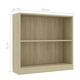 Berkfield Home Bookshelf Sonoma Oak 80x24x75 cm Engineered Wood in Brown - Size: 80 x 24 x 75 cm - thumbnail 6