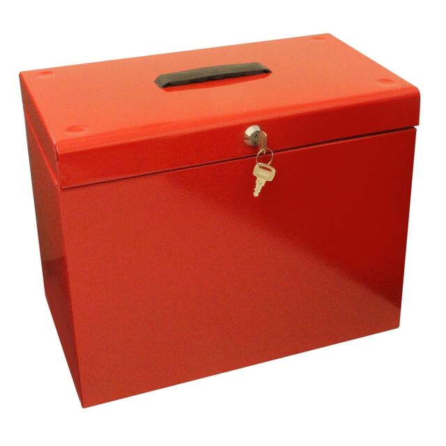 mysmartbuy Metal Lockable A4 File Box with 5 Suspension Files in Red - image 1