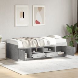 Berkfield Home Daybed with Drawers without Mattress Concrete Grey 100x200 cm - thumbnail 1